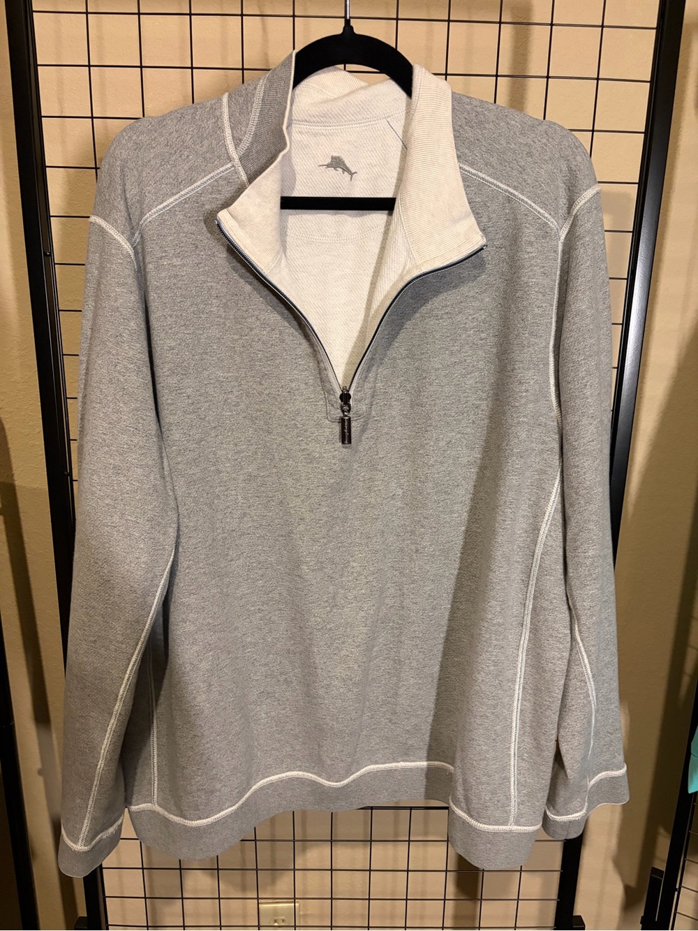 Tommy Bahama Men's Quarter-Zip Pullover Sweater - Light Gray 2X